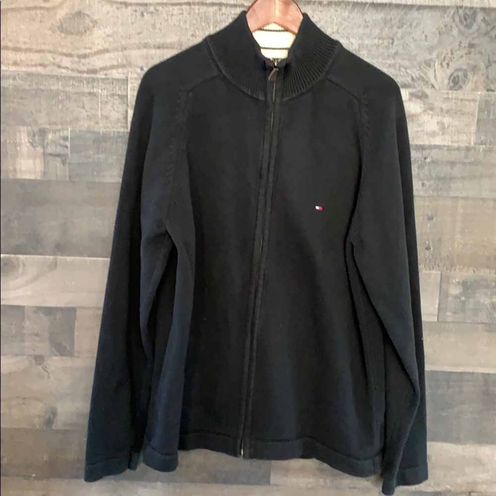 Black Tommy Hilfiger Zip-Up Sweater